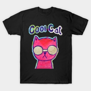 Cool Cat painting mixed media T-Shirt